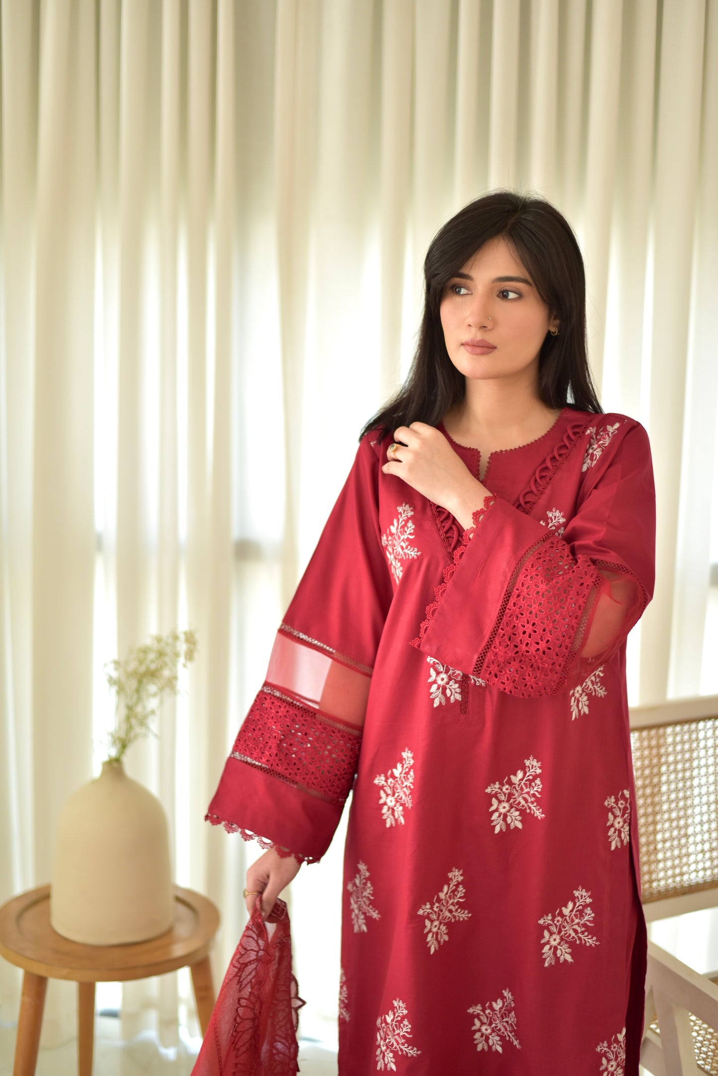 Maroon Mehr Set (3 pc)