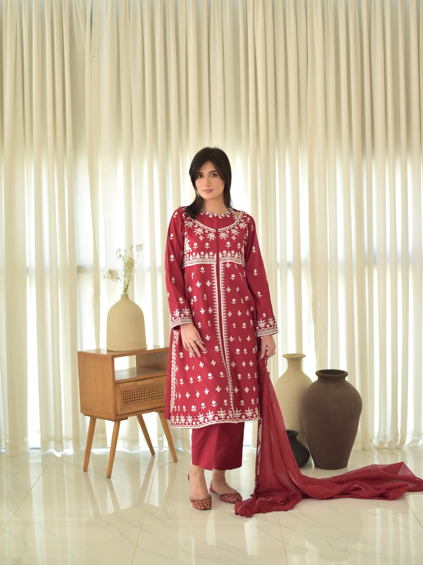 Maroon Ruya Set (3 pc)