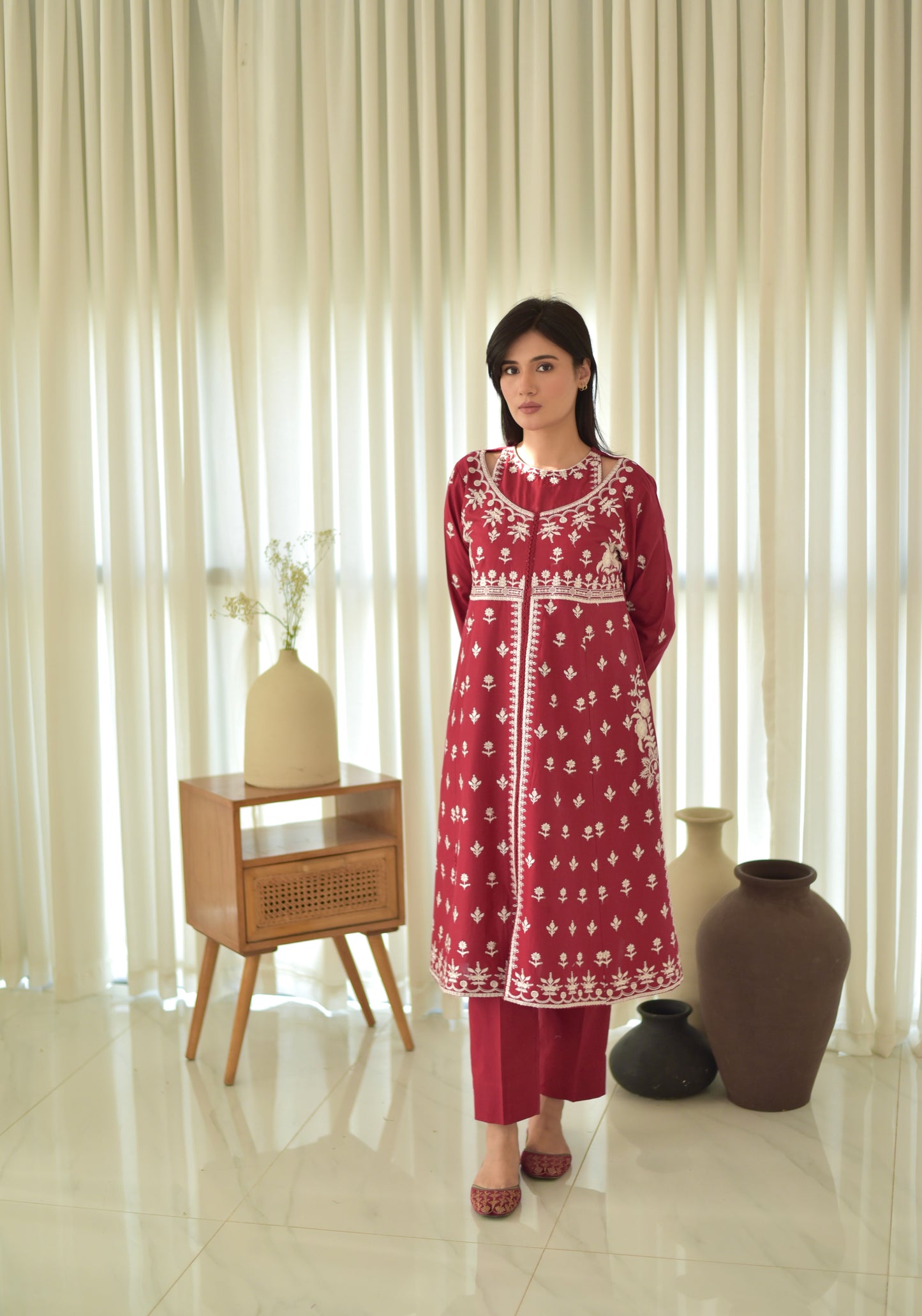 Maroon Ruya Set (3 pc)