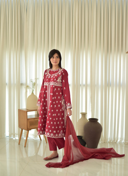 Maroon Ruya Set (3 pc)